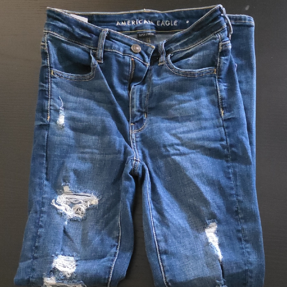 American Eagle Outfitters Women's Ripped Blue Skinny Jeans